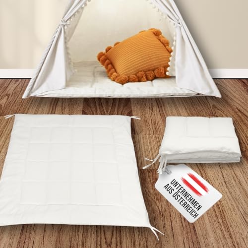 LIONHERZ® Tipi-Matte mit Bänder 120x120cm | gepolsterte Bodendecke für...