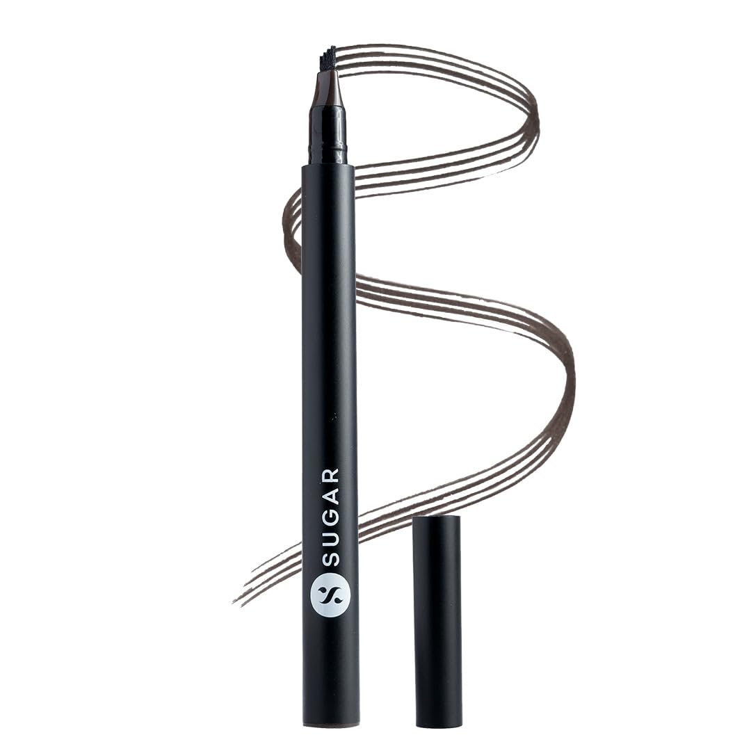 SUGAR Cosmetics Arch Arrival Brow Pen | SmudgeProof & WaterProof | Lasts Upto 12 hrs - Felix Onyx 04 (Black Brow Pen)