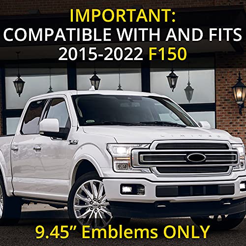 Image of Solid Emblem Blackout Insert Decals for 9.45″ Emblems - Set of 2 - Compatible with and Fits 2015-2022 F150 (Solid Matte Black)