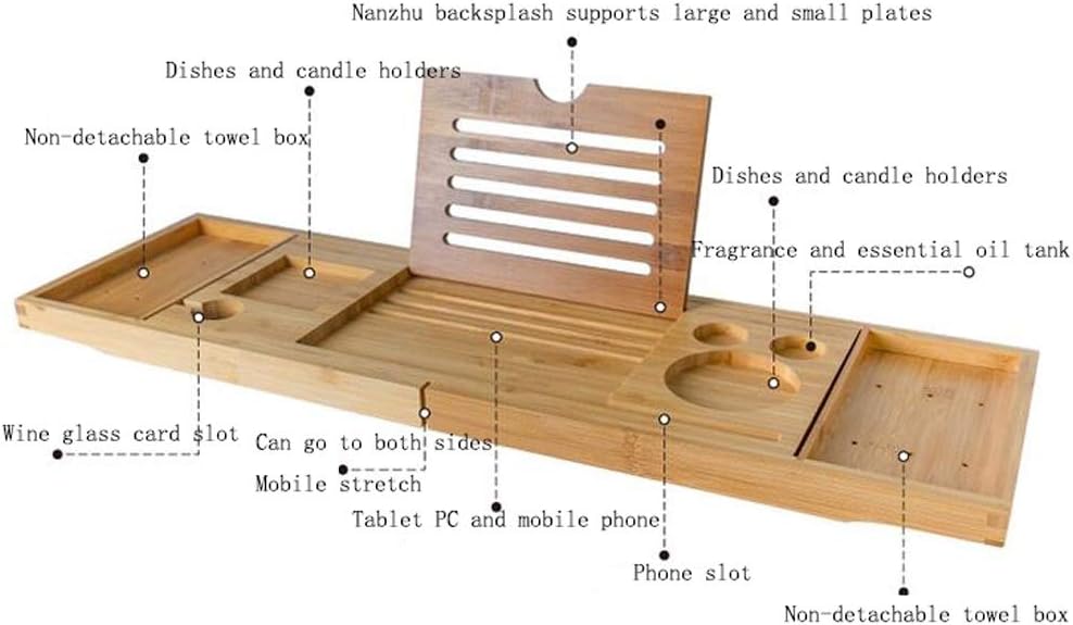 Tray Wood Bathtub Caddy Tray Foldable Bathtub Tray Rack with Tablet Holder Extending Sides Wine Glass Holder Rack Non-Slip Bathroom Rack Organizer (Color : A)
