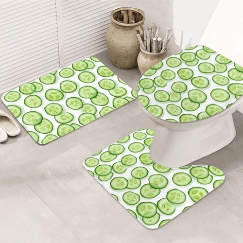 Tapis de bain absorbant et antidérapant lot de 3 concombre - 8