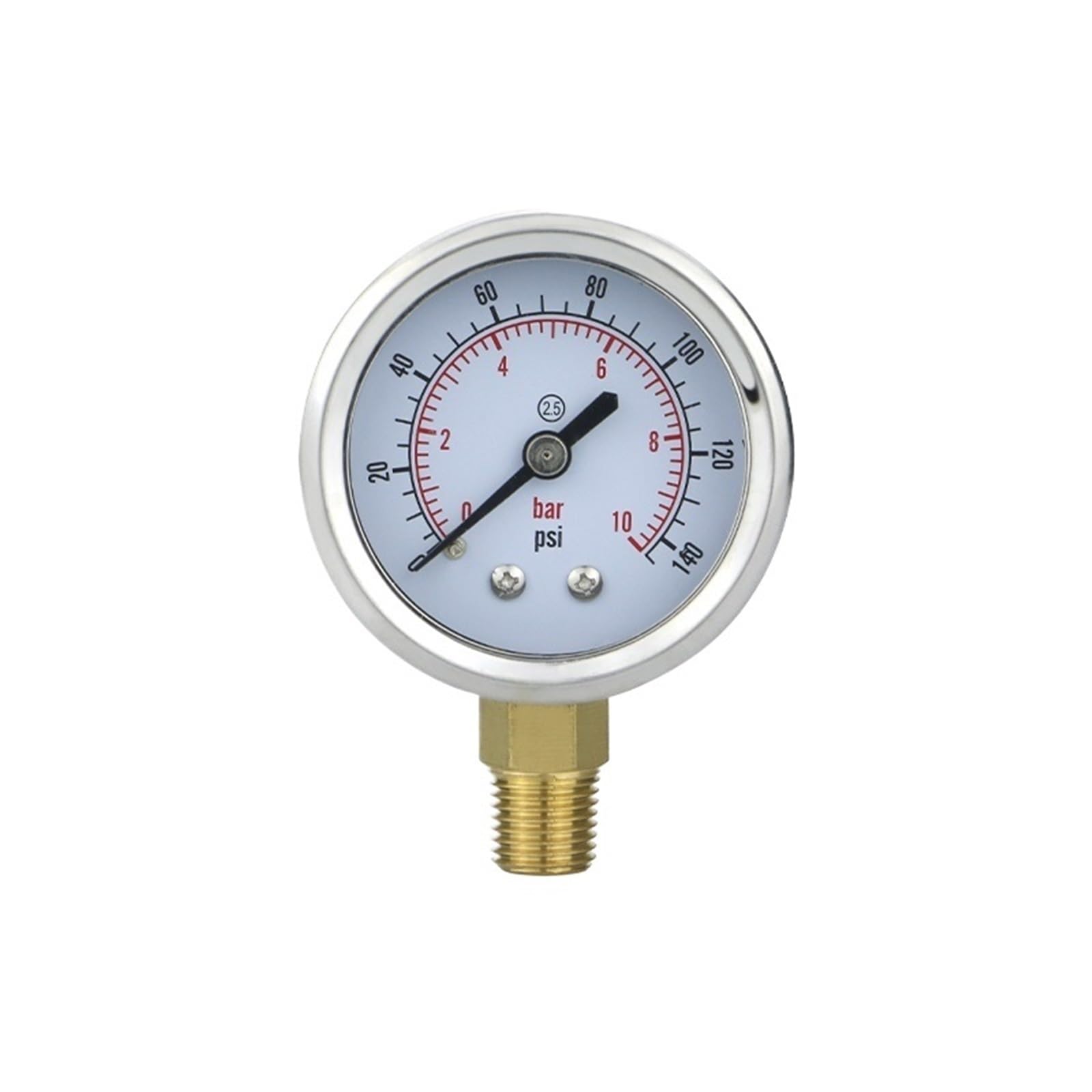 Manómetro de presión de 50 mm (2") con Relleno de glicerina, conexión roscada de latón de 0 a 1 a 400 Bar/PSI, for Agua, Gas y Combustible(M14-1.5 with Oil,0-40bar)