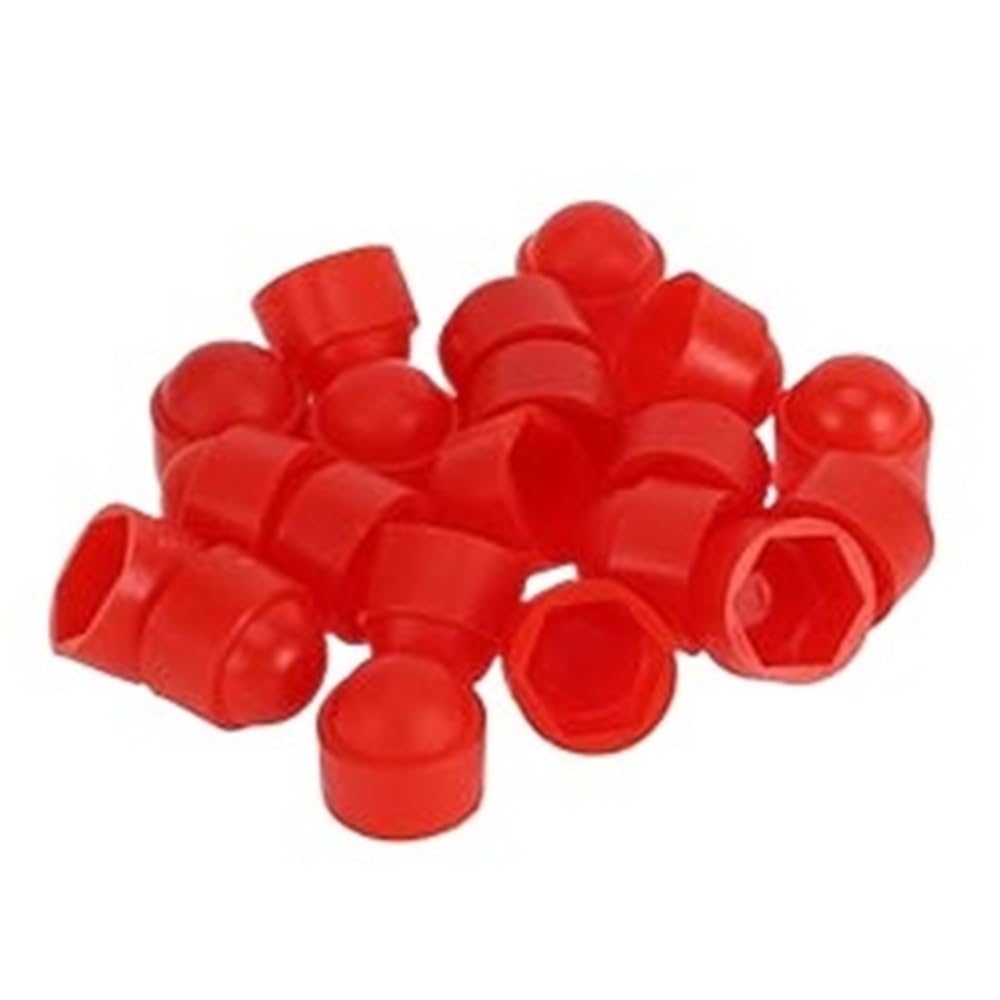 LOCKLGFMCZ 20pcs 17mm Wheel Lug Nut Cap Cover Plastic Rust Proof Screw Car Hub Tire Exterior Decoration(Rosso)