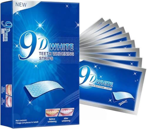 Image of Teeth-Whitening Strips for Sensitive Teeth - 9D Teeth Whitening Kit Professional Effects, Teeth Whitener for Enamel Safe, 14 White Strips (7 Day Treatment) Remove Stains for a Brighter Smile, Mint