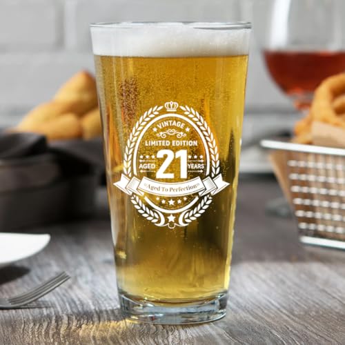 Fabuloustrim 21st Birthday Gifts for Men,21st Birthday Decorations for Him,Gift Ideas for Son Brother Friend,Milestone Present for 21 Year Old Male, Beer Glass Keepsake - Image 4