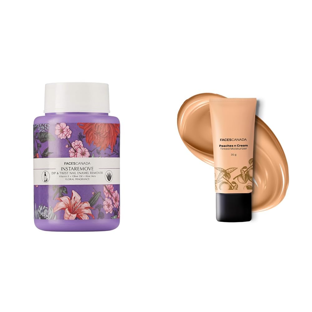 FACESCANADA InstaRemove Dip & Twist Nail Enamel Remover, 80 ml & Tinted Moisturizer - Peaches N Cream - Beige 02, 35g-image-32