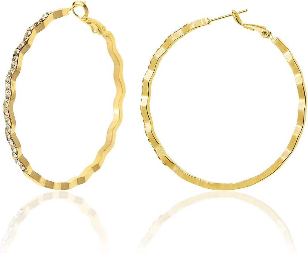 Sonateomber Large Chunky Gold Hoop Earrings for Women statement Huggie Fashion Prom Wedding Jewelry Gift
