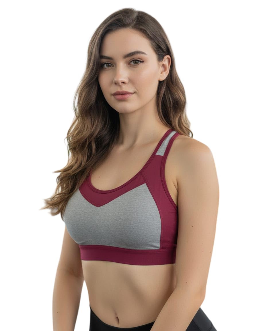 Women Performance Sports Bra Size 34 | Medium Impact Non-Wired Padded Gym Bra | Breathable Stretch Activewear for Yoga, Workout & Running-image-6