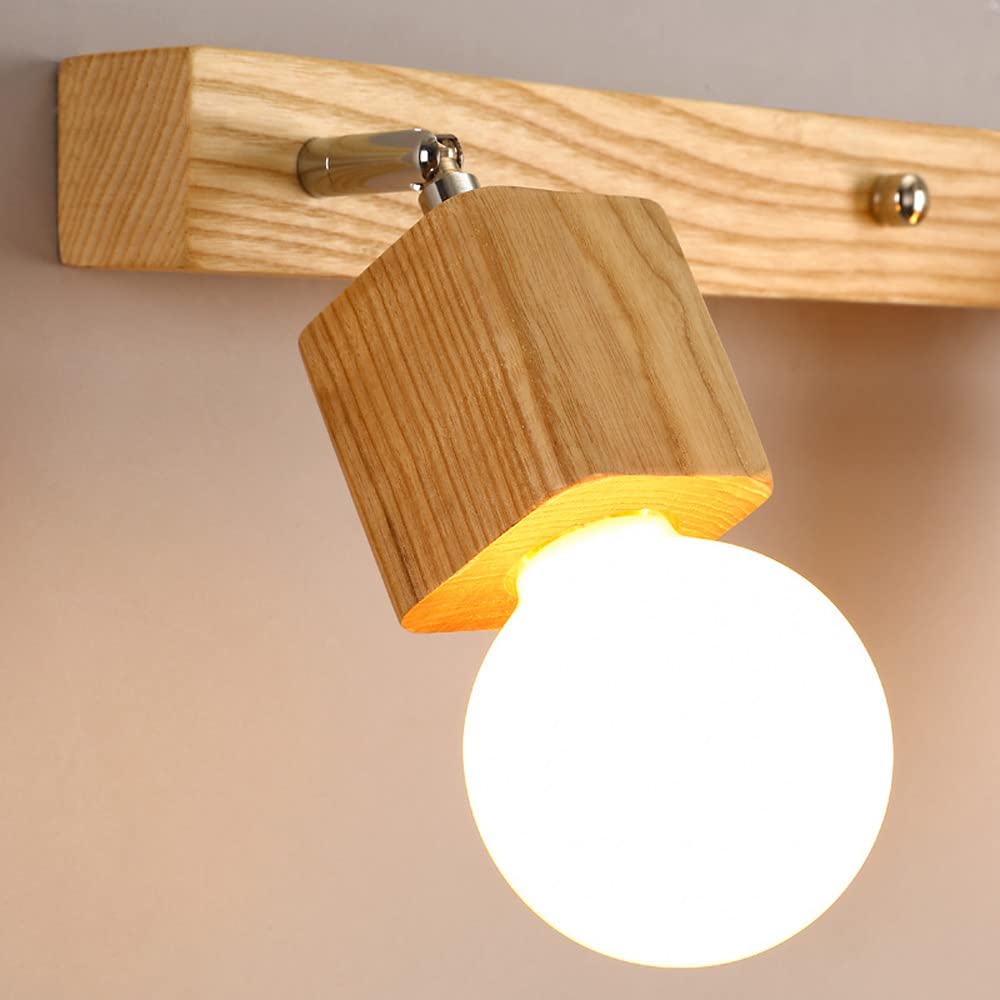 Jadssox Luz de Tocador de Madera, Espejo Ajustable, Lámpara Frontal, Accesorio de Iluminación de Maquillaje Moderno, Luces Giratorias para Espejo de Baño, Apliques de Pared de Imagen