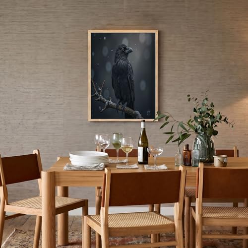 Tableau decor murale salon moderne avec motif branches de corbeau 60x90