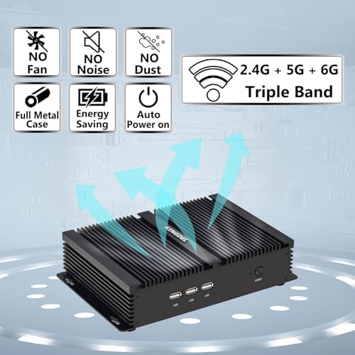 Image of KINGDEL Powerful Mini Desktop Computer, Fanless Mini PC with i7 11th Gen. CPU, 32GB DDR4 RAM, 512GB NVMe SSD, 4K 4096x2304, HD Port, VGA, 2xCOM RS232