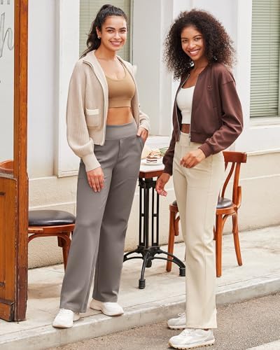 G4Free Wide Leg Pants Woman Yoga Pants with Pockets Loose Casual Palazzo Fashion Sweatpants Stretch Dress Work Clothes(Black,M,Regular) - 1