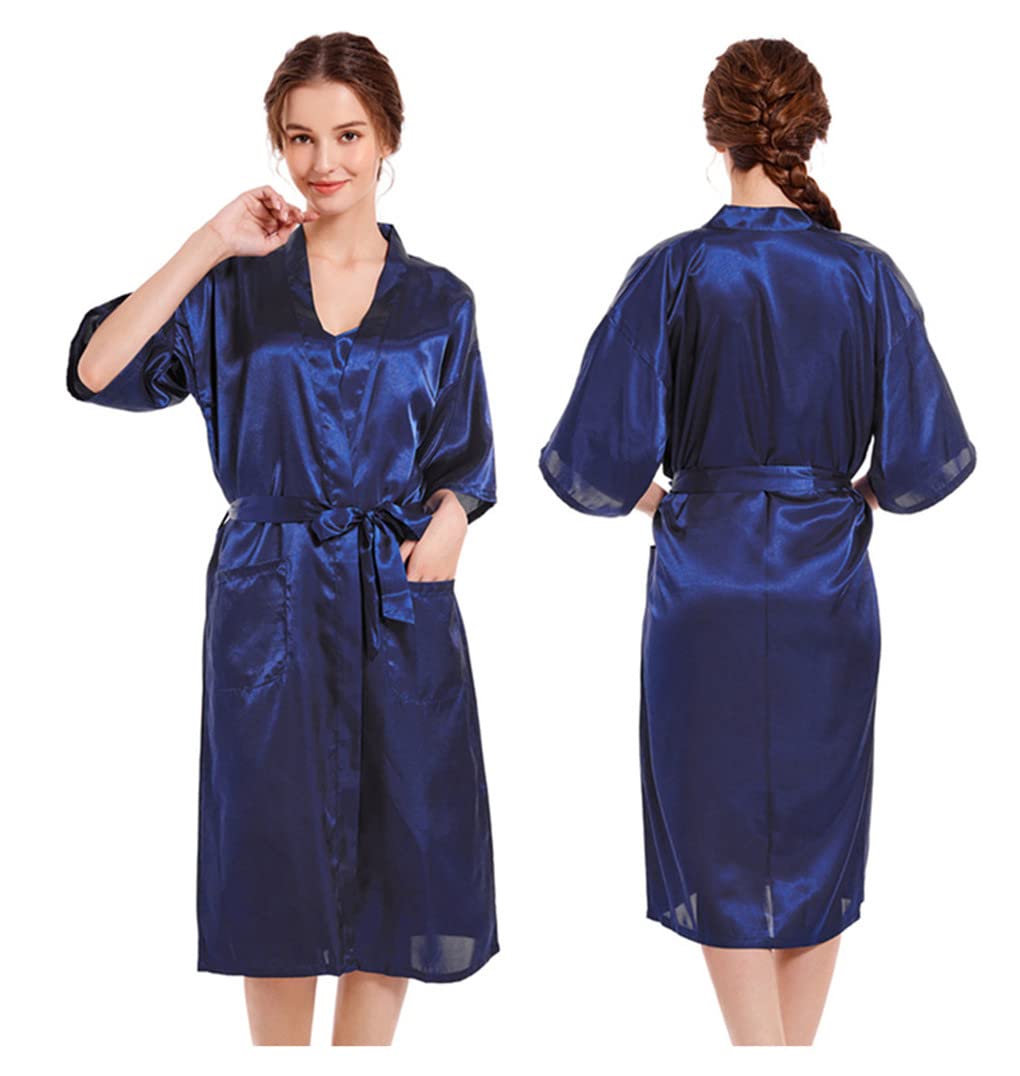 Dninmim Set di pigiama in raso da donna di 2 sexy camicia da notte in seta con sottoveste Loungewear, bianco, M