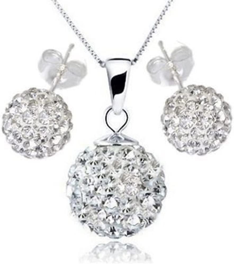 Decorum JewelleryDiamond Chip Effect,. Sparkling Sterling Silver 925 And Clear Crystal 12mm Ball And 8mm Stud Earring Set. Boxed.