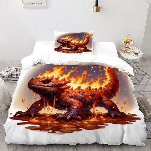 Salamandre de feu parure de couette 135x200 cm linge de lit microfibre 2 pcs