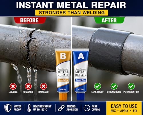 Image of Metal Repair Epoxy Glue (100g) | Strong AB Adhesive for Metal, Pipe, Tank & Crack Repair | Waterproof, Heat Resistant Cold Weld | DIY Heavy Duty Fix