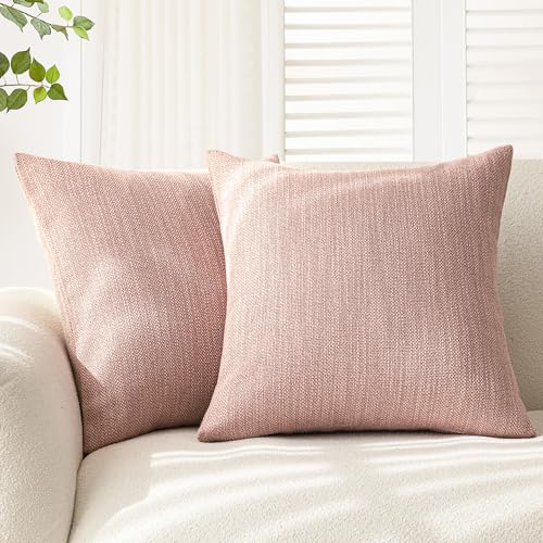 Foindtower Set of 2 Decorative Textured Burlap Linen Throw Pillow Covers Farmhouse Boho Cushion...