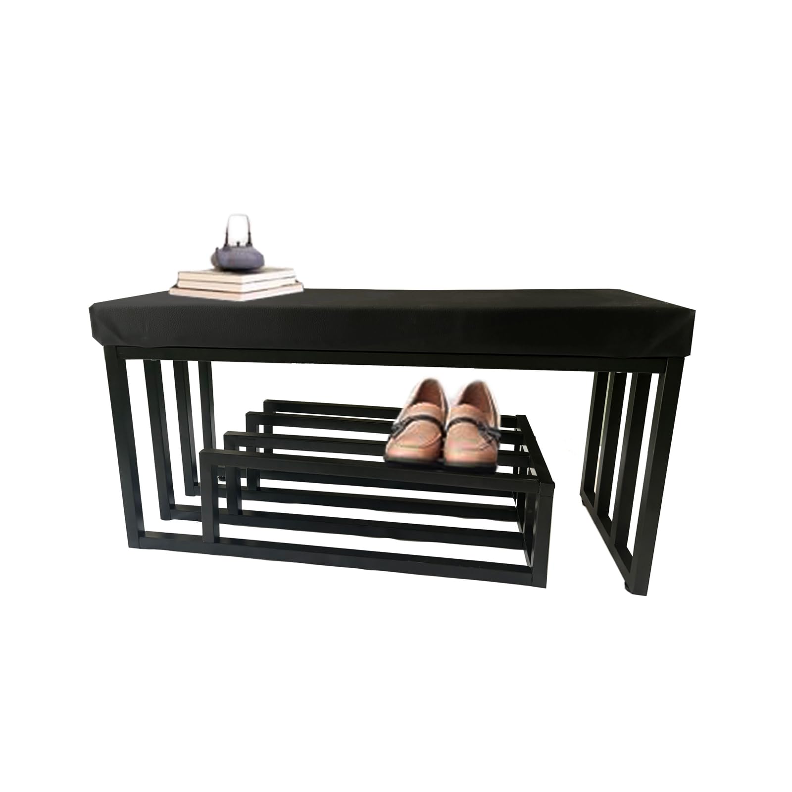 nonotse shoe bench with seating area,shoe rack bench, shoe rack with seating area metal black,shoe rack hallway bench with storage space for living room,hallway,entrance area,120x30x45cm