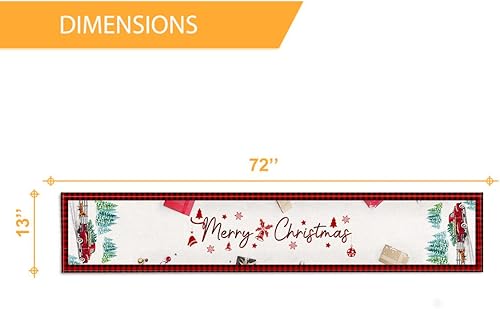 Miniatura 6 de JOOCAR Camino de mesa navideño de 13 x 72 pulgadas, camión rojo Farmhosue, colección de mesa para Navidad, invierno, vacaciones, cocina, comedor,