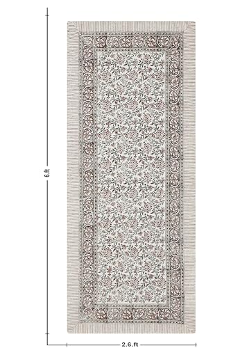 Tapete CASA VANI algodón 72x24 pulgadas beige y verde miniatura 3