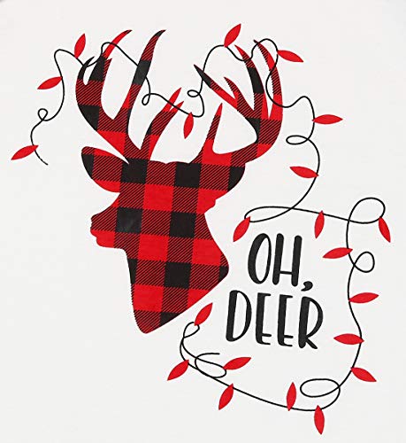 MNLYBABY OH Deer Baseball T Shirt for Women Merry Christmas Tees Cute Striped Elk Graphic Shirts Tops Saying White