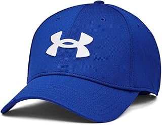 Under Armour UA Blitzing Gorra deportiva para hombre, cómoda gorra de béisbol de estilo casual, color azul real/blanco