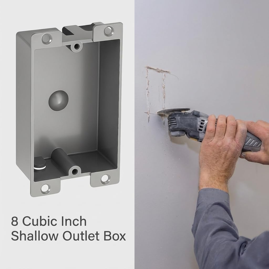Shallow Outlet Box - 15 Pack for Tight Spaces -4
