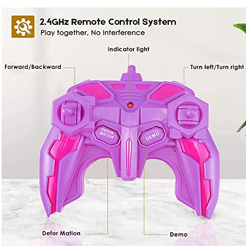 Hymaz Remote Control Car For Girls 3-5 6 7 8-12 Gifts, Pink/Purple Rc Racing Car & Truck & One Button Deformation & 360°Rotating Drifting Car Robot Toys For Kids Girls Boys #TOP4