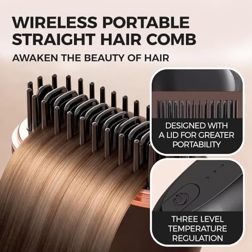 Image of Capsule Hair Straightener & Styler | Mini Cordless Hair Straightener Comb | USB Rechargeable Portable Heat Hair Brush for Travel | Dual Use Straightening & Styling Tool