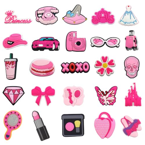 BULKITEM 25PCS Pink Girl Theme Shoe Decoration Charms,Shoe Charms Accessories Decorations for Boy Girl Women Men Teens Adults
