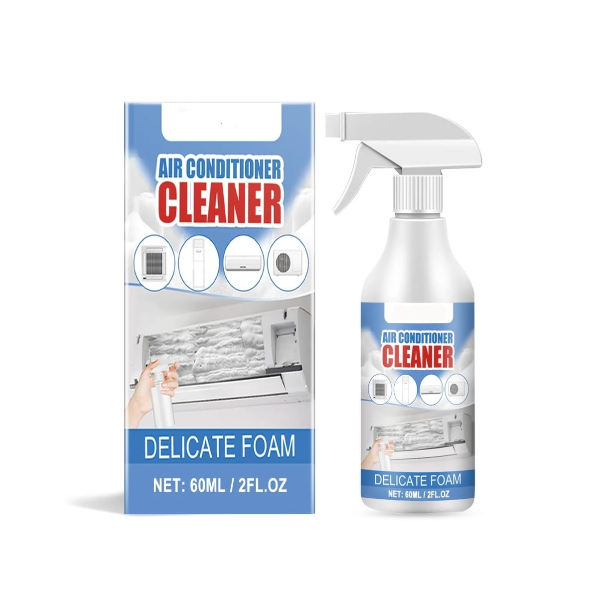 Limpiador de aire acondicionado, aerosol que limpia profundamente el polvo interno, limpiador espumoso for aire acondicionado(5PCS)