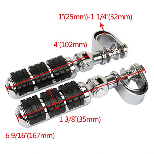 Motorcycle Foot Pegs Highway Footrest Adjustable U-Clamp Mount Kits 1 1/4 Inch Engine Guard Crash Bar for Sportster Touring Dyna Softail V-Rod