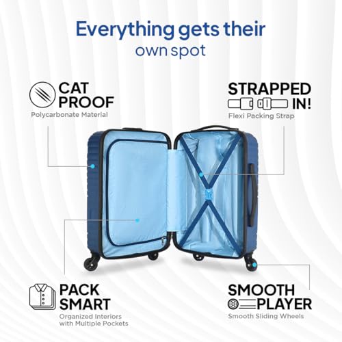 Image of American Tourister Ivy NXT|Medium Size Check-in Spinner Trolley Bag (68 cm)|360 4 Wheel Travel Luggage|Hard Case Polycarbonate (PC) Suitcase|Mounted TSA Lock|Blue