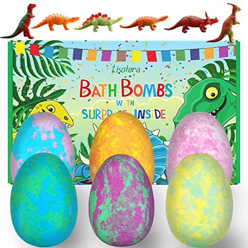 Bath Bombs for Kids with Toys Inside for Girls Boys - Surprise Easter Eggs Decoration 6 Large Size Handmade Bubble Bath Fizzies Fizz Balls Spa Kit, Christmas Day Birthday Gift Set