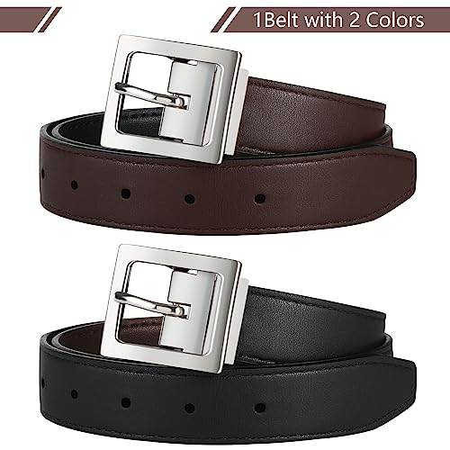 AWAYTR Reversible Kids Belts for Boys - Brown and Black Leather Belt for School Uniform Casual Jeans4
