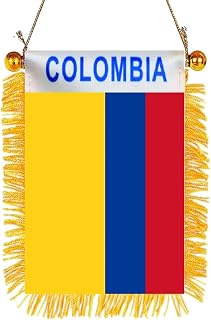 GSYLPFT 4 X 6 Colombian Flag Small Mini Colombia Flags Banners for Car Rearview Mirror Window Hanging Decor with Suction Cup & Fringy