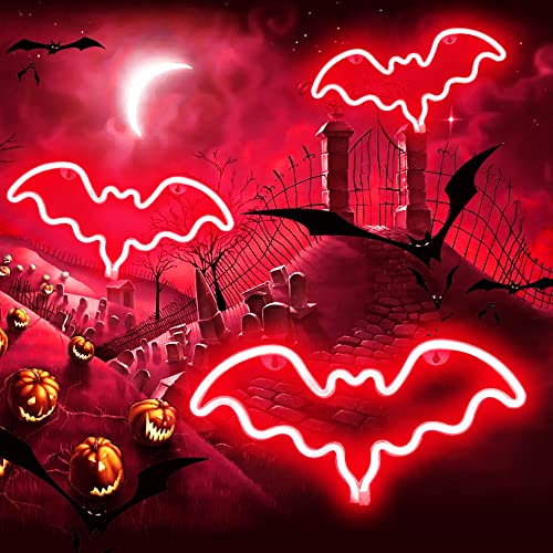 Vicila Led Neon Bat Lights Christmas, Bat Shape Neon Signs Night Lights Battery Operated Desk Table Lamp For Bedroom, Bar, Wall, Nursery Room Decor-Bat(Red) #TOP1