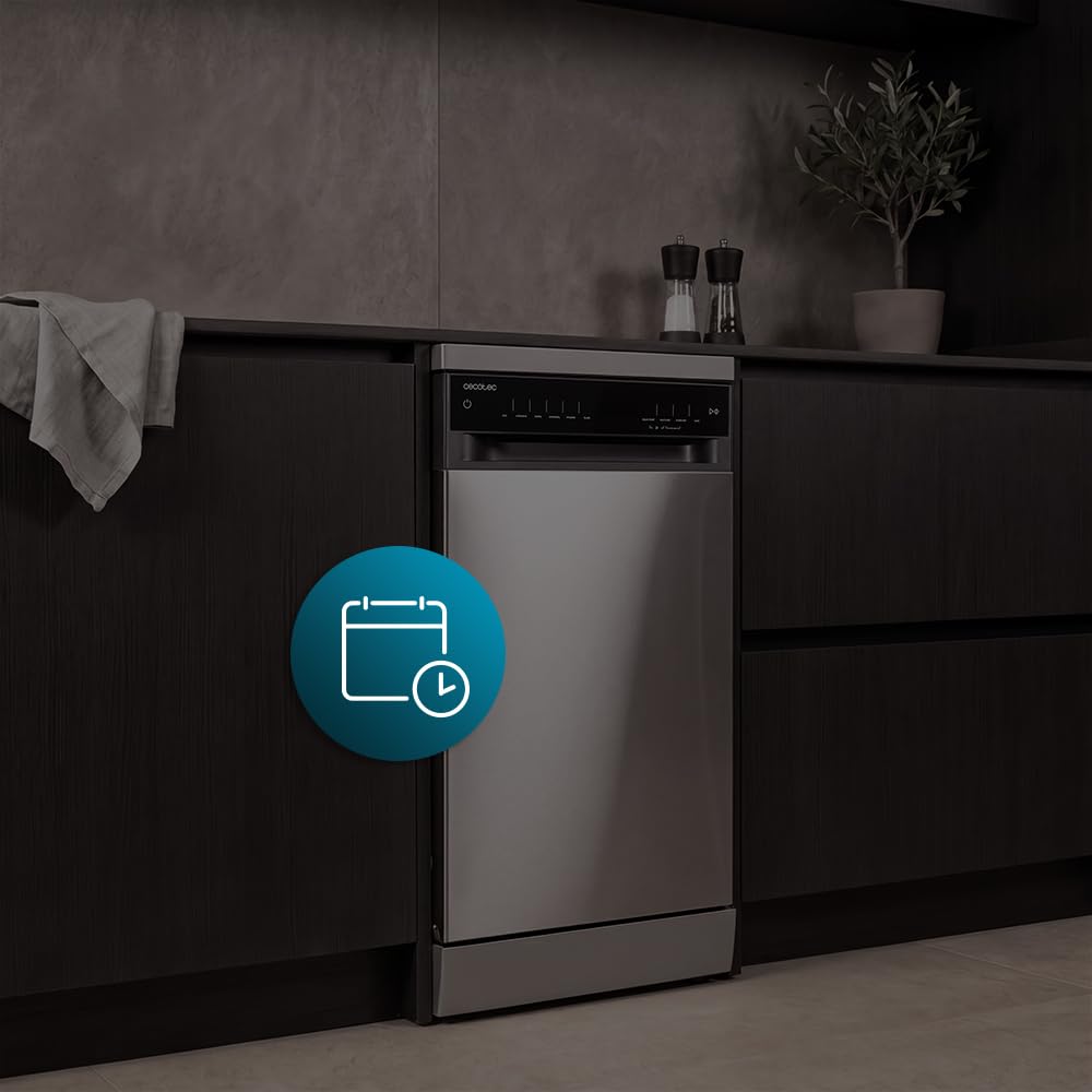 Cecotec Lavastoviglie Libera Installazione 45cm Bolero Aguazero 4560 Inox Connected. 11 Coperti, 6 Programmi, Classe C, Inverter Plus Duo, Pannello Touch,WiFi, O2Dry, Super Dry, Save+, AutoClean, Inox