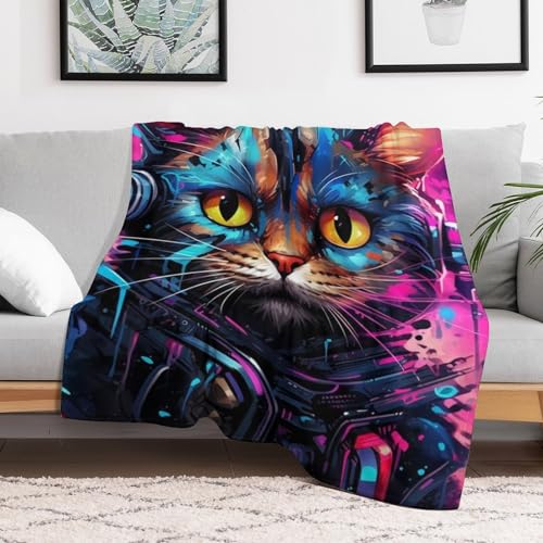Couverture flannel motif chat idéale sieste sur sofa