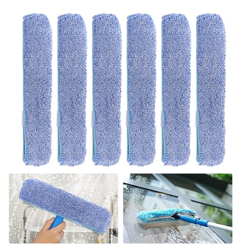 Image of 14 inch inch Microfiber Window Scrubber Refill Replacement Compatible with MR.SIGA Professional Window Cleaning, Reusable Squeegee Cloth Sleeve (6 Pack)
