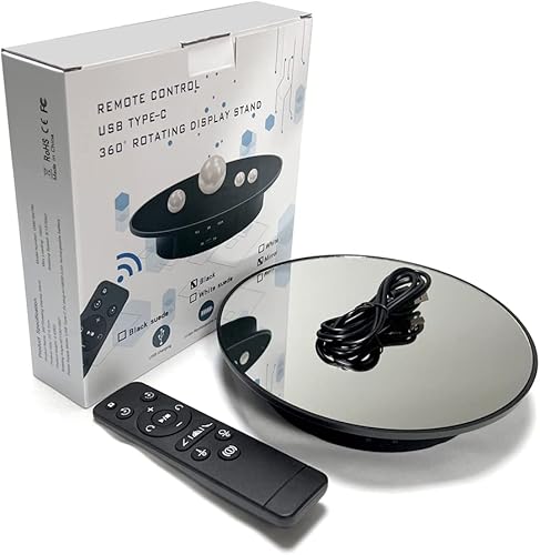 Miniatura 8 de QINMAY Soporte de exhibición giratorio de 360 grados, tocadiscos de fotografía de 360 grados con control remoto, 5 fondos de PVC, fuente de