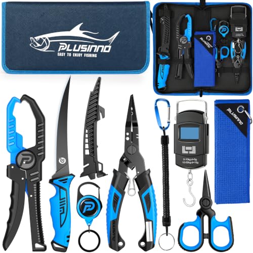 PLUSINNO 9PCS Fishing Gear Kit with Bag