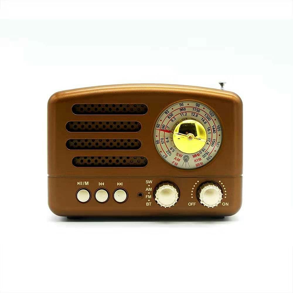 MW/SW/FM Radio portátil, Bluetooth/Tarjeta/AUX Radio de Bolsillo, Gato para Auriculares, operado por batería por USB Radio Retro de Carga Radio Profesional de Onda Completa