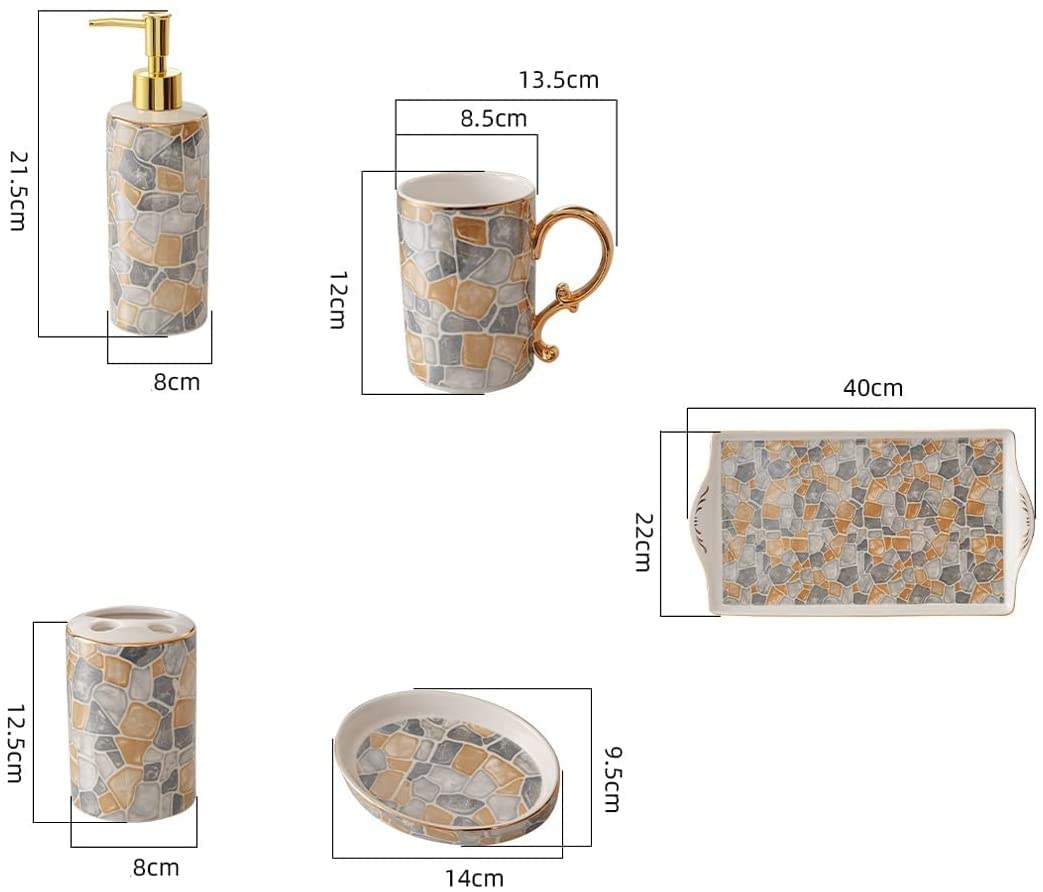 Kubek do płukania ust, wanna, pięcioczęściowy zestaw łazienkowy, ceramiczny kubek na szczoteczki do zębów, zestaw kubków do mycia ślubu