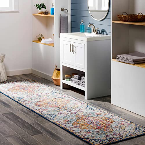 Hauteloom Bodrum Hallway, Kitchen Runner Rug - Updated Traditional - Blue, Purple - 2'7