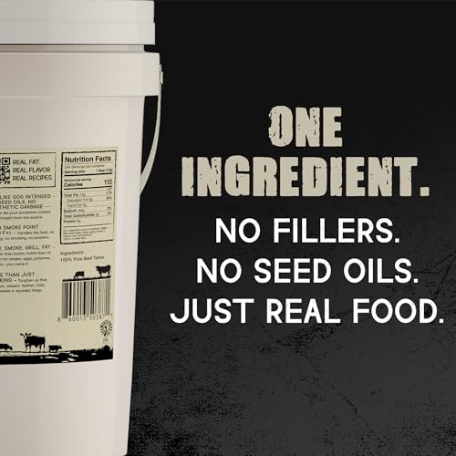 Image of LeRoy's Rocky Mountain Beef Tallow - 7 lbs Bucket - 100% Pure Rendered Beef Fat for Cooking, Frying & Grilling - High Smoke Point - Keto, Paleo & Carnivore Diet Friendly - No Additives, USA Made