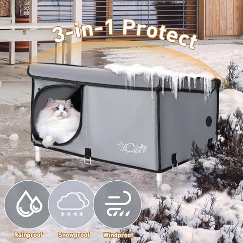 Tailtastic RXPT006-G Outdoor Cat House Elevated,Insulated Feral Cat House Outdoor For Winter,Waterproof Cat Outdoor Bed thumb #2