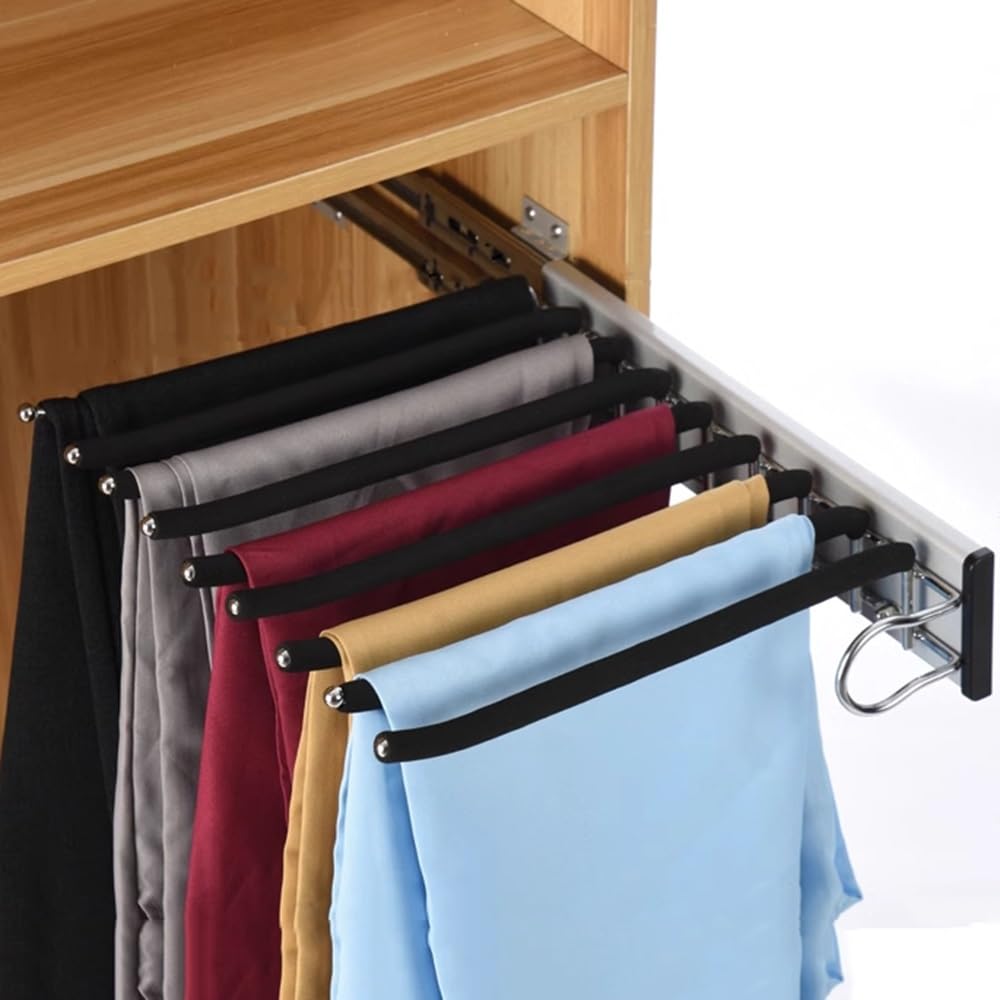 Cintre à pantalons coulissant peu encombrant noir multifonction