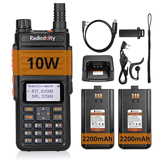 Radioddity GA-510 10-Watt Dual Band Ham Radio Handheld High Power Long Range with 2 2200mAh Batteries & Programming Cable, Work with Chirp
