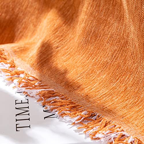 Vclife Chenille Caramel Couch Cover Soft Boho Rust Pumpkin Style Sofa Slipcover For Dog, Warm Fur-Resistant Couch Covers For 3 Cushion Couch Sofa Furniture Cover Sectional Sofa Cover #TOP6